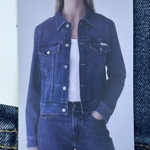 Calvin Klein Women's XL Classic Trucker Jacket Storm Blue e1002